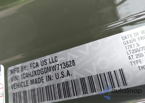 2021 Jeep Wrangler Unlimited Willys 4X4 from USA, damaged, VIN 1C4HJXDG0MW713628